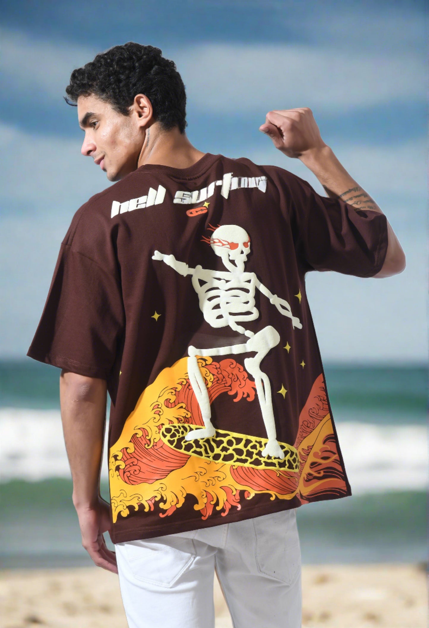 BROWN HELL SURFER UNISEX T-SHIRT